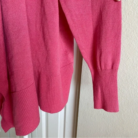 Terra & Sky Open Front Knit Ruffle Cardigan Women’s 0X (14W) Pink Casual Kimono - Picture 4 of 15